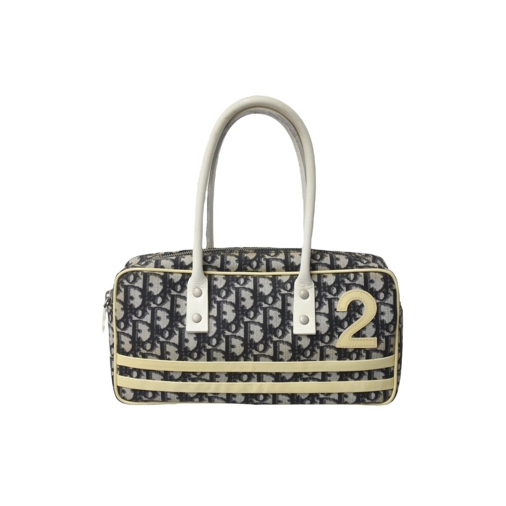 Christian Dior Trotter Handbag Navy Blue White Enamel